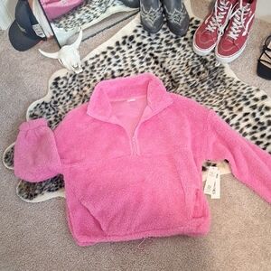 No Boundaries Pink Sherpa Pullover